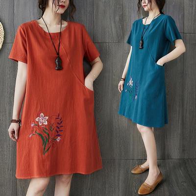 Cotton linen large embroidered dress | Shopee Philippines