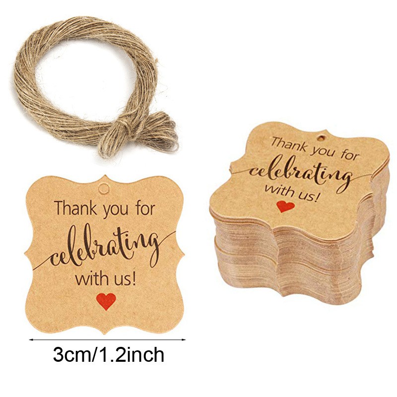 Clothing Tags, mini Gift Tags 3x3cm - 100 pieces with 20m hanging rope ...