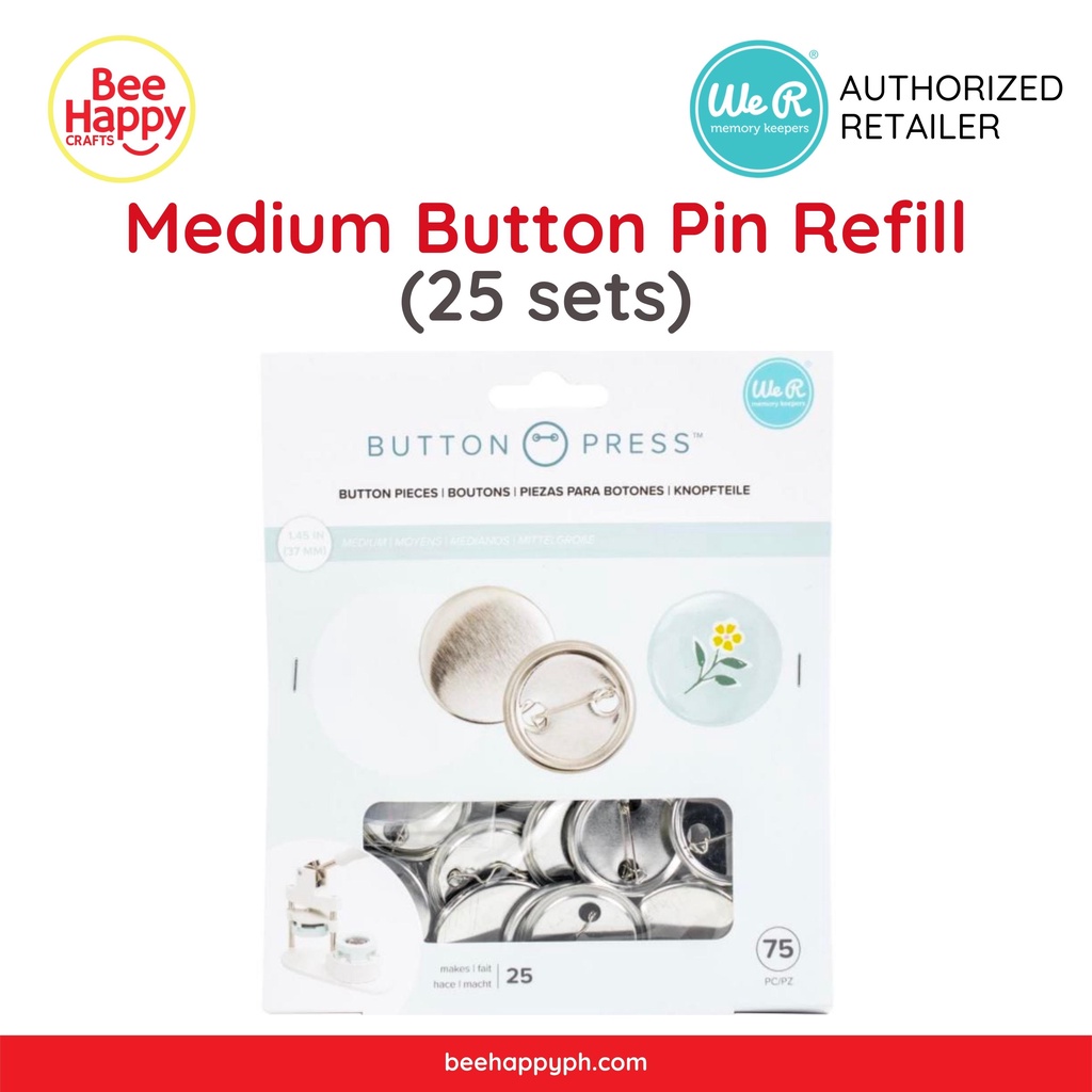Medium Button Pin Refill for Button Press We R Memory Keepers (25 Sets ...