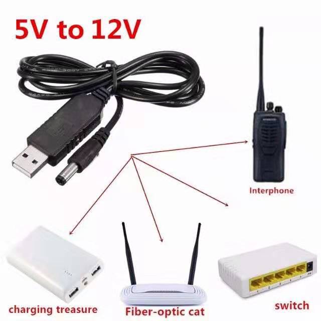 DC 5V to 12V 1A 2A-3A WIFI Router to Powerbank USB Cable Step Up ...