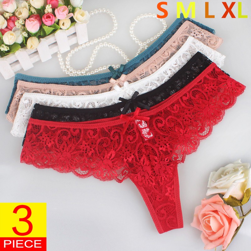 3PCS Panties Underwear Woman Lace Thong G-String Sexy Panty Woman Thong ...