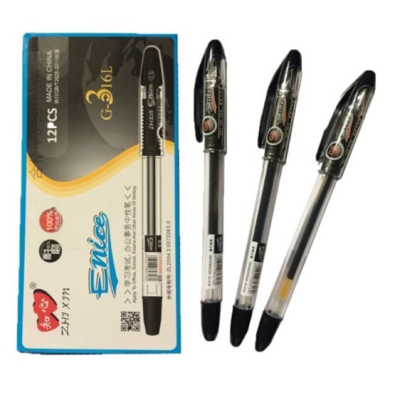 Enice Gel Pen Black Only (12 pcs per box) Shopee Philippines