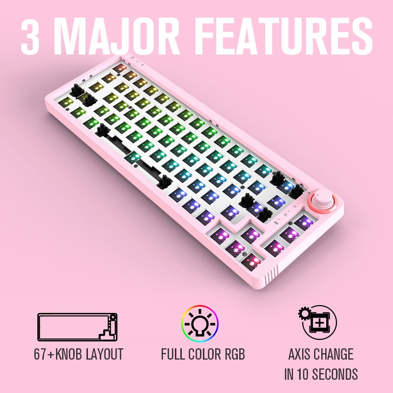TOM680 TM680 Mechanical Keyboard Kit DIY Hot-swappable 3 Modes RGB ...