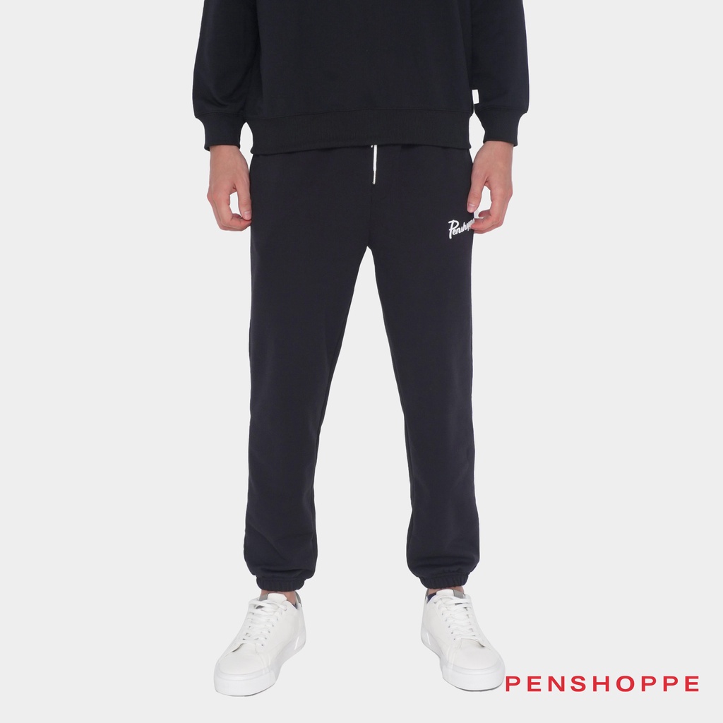 Penshoppe Loose Fit Jogger Pants With Penshoppe Branding For Men (Black ...