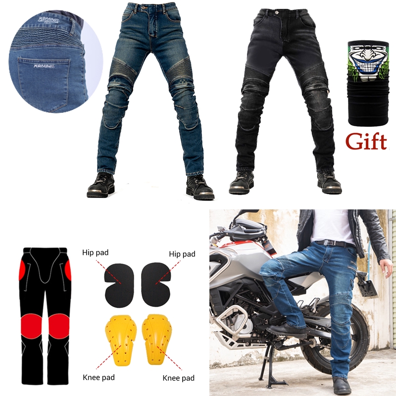 Mens Motorcycle Riding Pants Denim Jeans Protect Pads Equipment