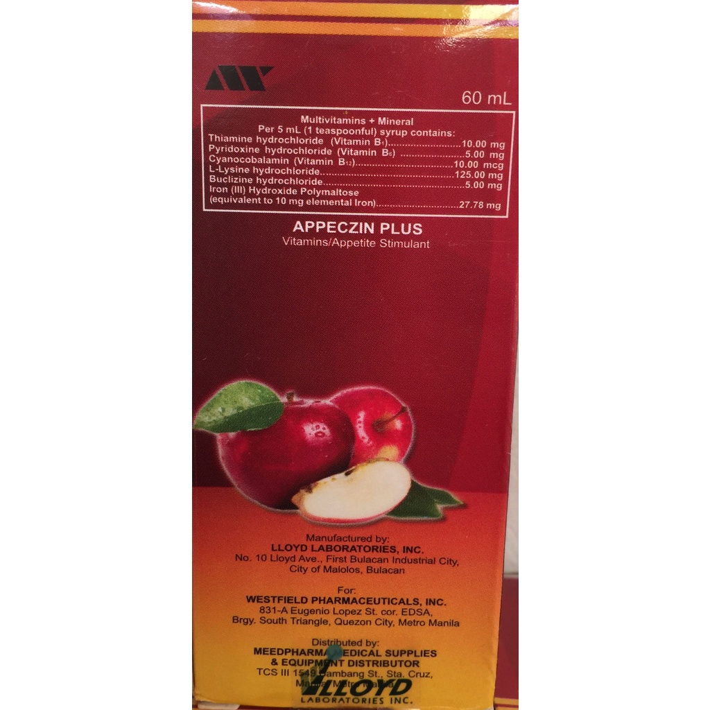 APPECZIN PLUS / IROPLUS Vitamin + Iron + Lysine + Buclizine