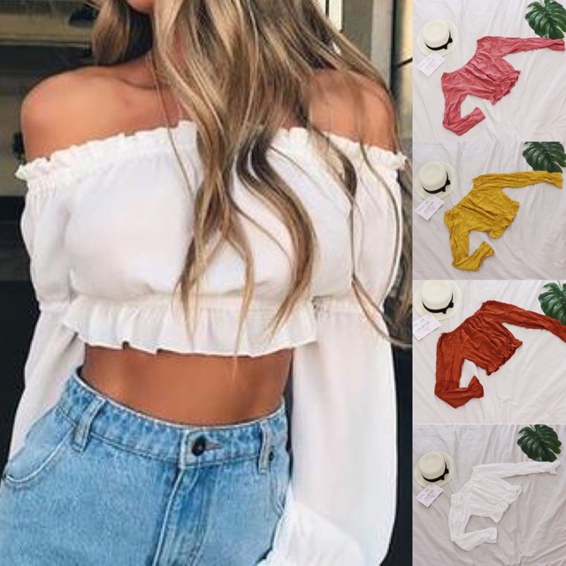 Off Shoulder Top Off Shoulder Cropped Top Crop Top Shopee