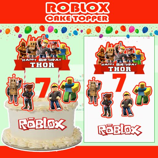 ROBLOX BOY CAKE TOPPER WITH NAME & AGE CUSTOMIZED PARTY DECORATION ...