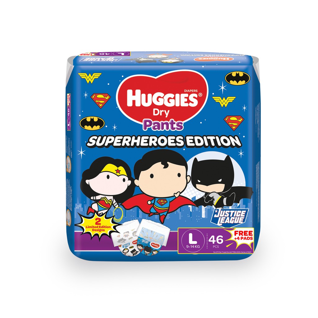 Huggies Dry Diaper Pants Superheroes Edition Large - 50 pcs | Shopee  Philippines