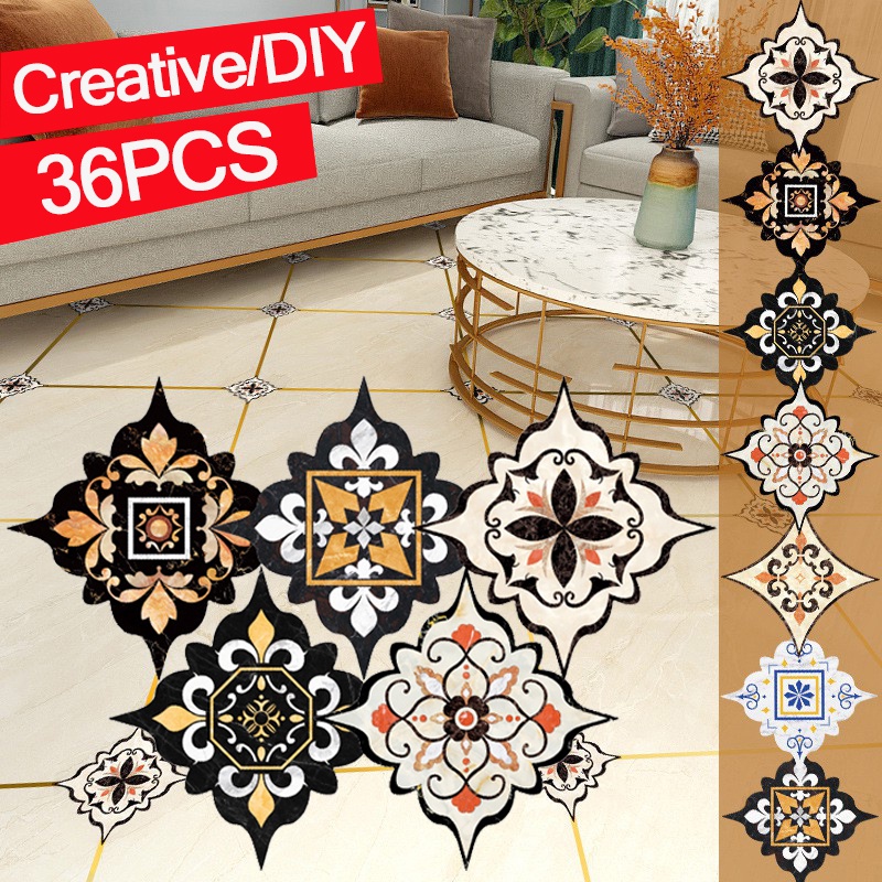【HOT】36Pcs/Set 11*11CM Tile Diagonal Sticker Waterproof Wearable Floor ...