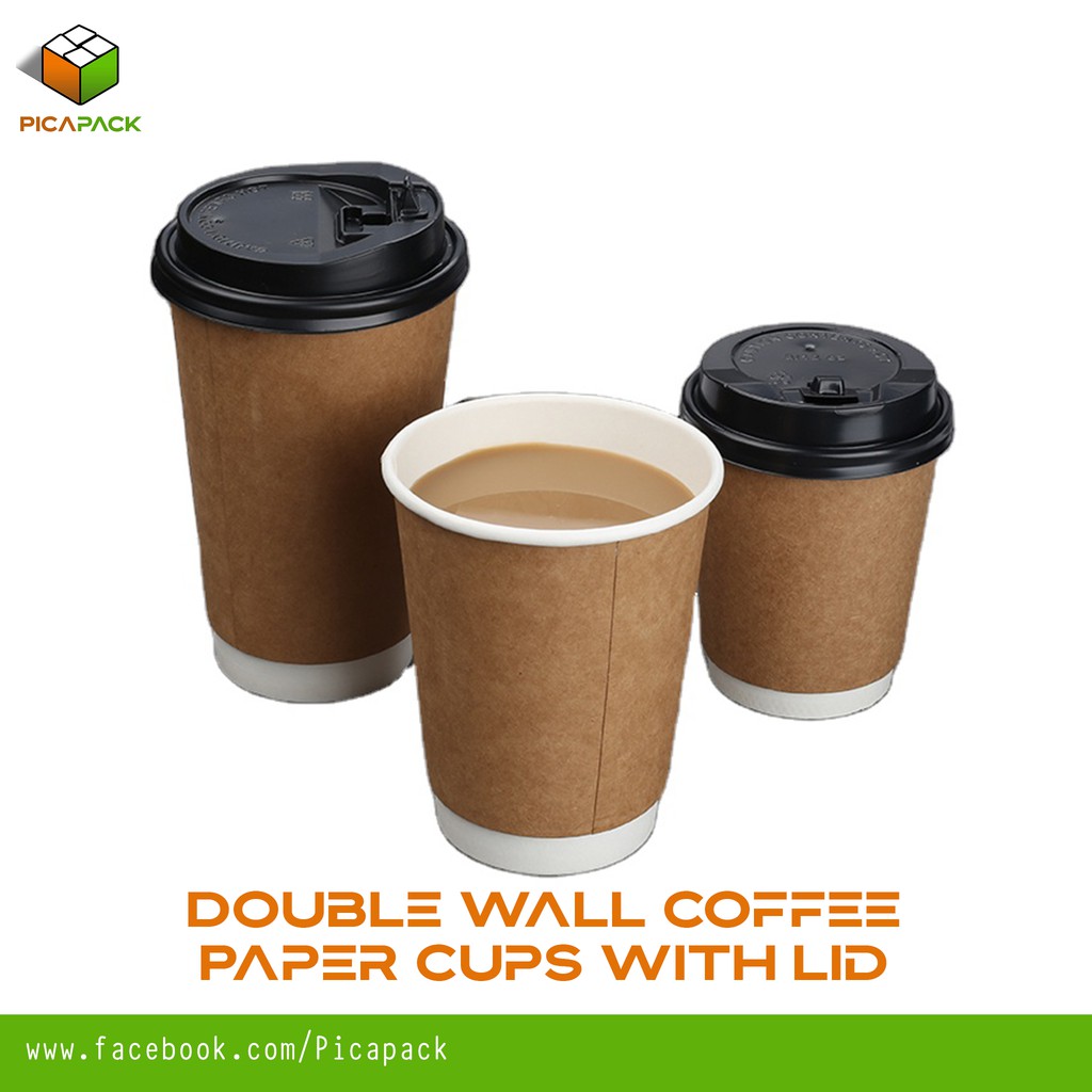 25pcs Double Wall Coffee Paper Cups with lid Thick Milk Tea paper Cup