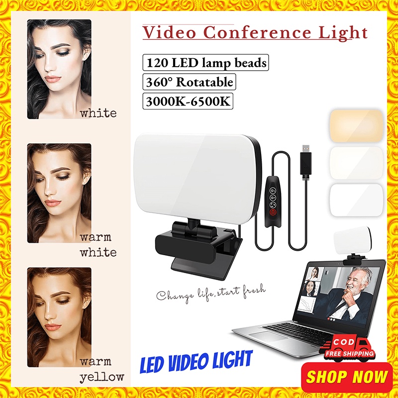Video Conference Light Laptop Computer Monitor LED ring Light Dimmable