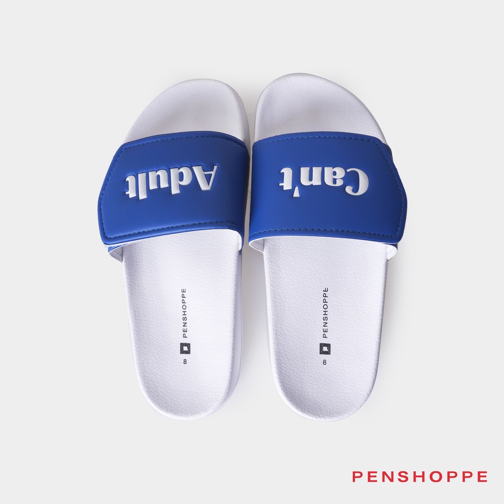 Penshoppe Printed Velcro Slides Slippers For Women White