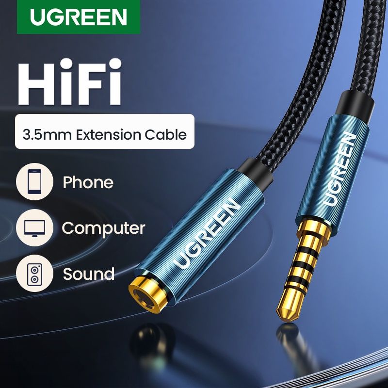 UGREEN 3.5mm TRRS 4 Pole Male to Female Audio Jack Extension Cable ...