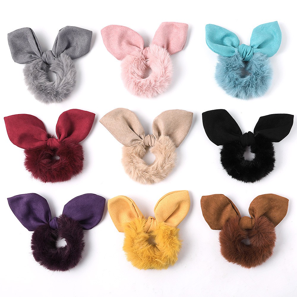 Rabbit ears imitation rabbit hair large intestine ring simple tie hair ...