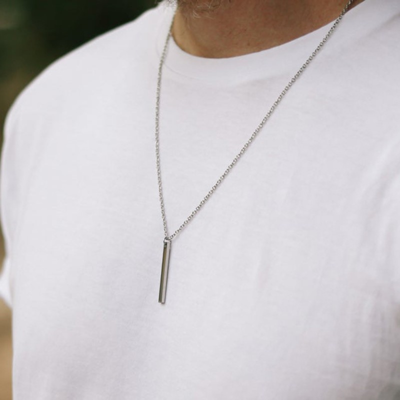 Men's new stainless steel long hip hop pendant necklace Korean version ...