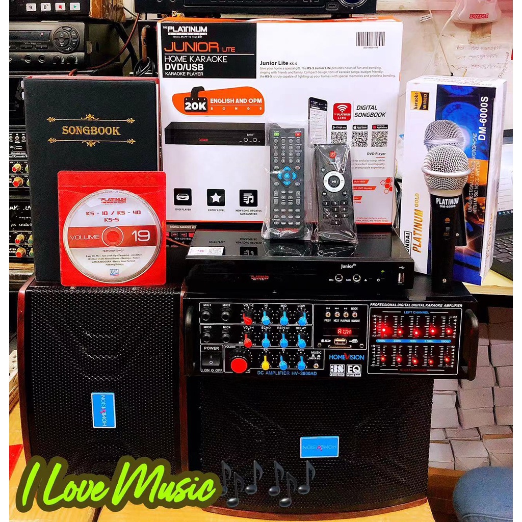 Videoke Set Platinum KS5 karaoke player with amplifier & Homevision HV