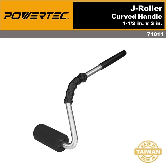 Powertec 71011 Curved Handle JRoller w/Hard Rubber Roller, J Roller