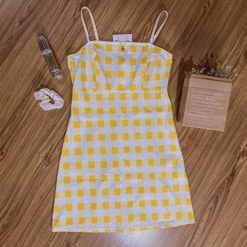 Yellow gingham dress forever hot sale 21