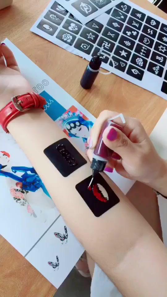 7 Color ink And 500+ Reusable Tattoo Design Template Pattern Temporary ...