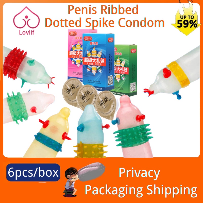 6pcs delay dotted condom lasting Penis sleeve glans enlargement