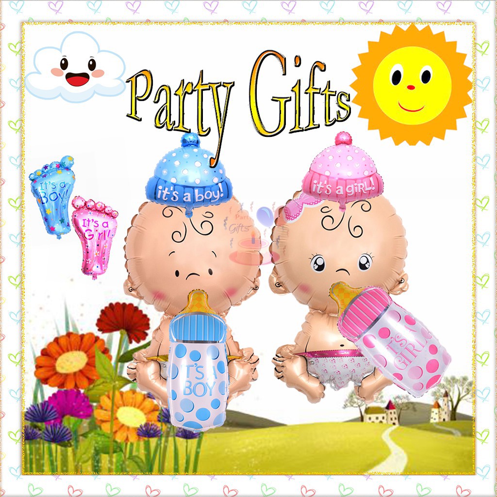 Foil Balloons Baby Shower Baby Boy Girl Bottle Milk Pink Blue Blue Baby ...
