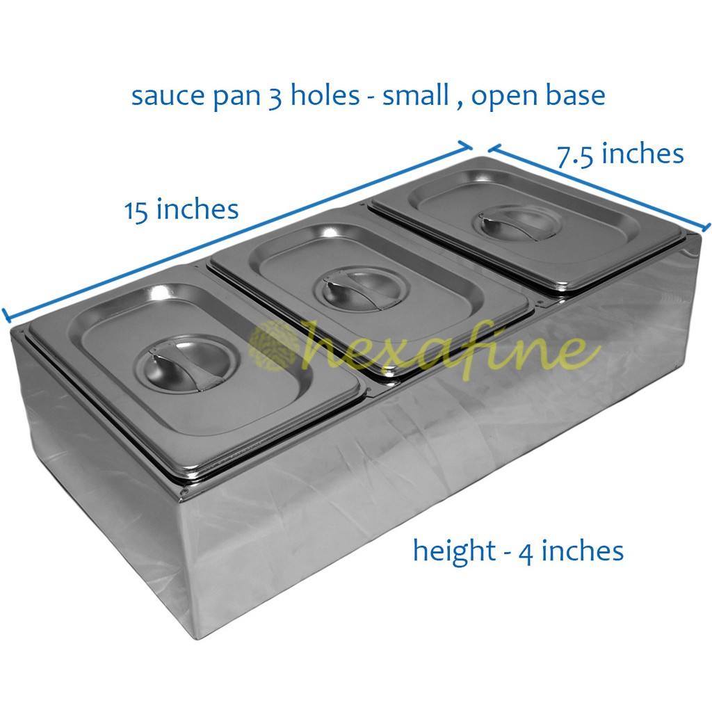 SMALL Stainless 3 hole Sauce Food pan container gastronorm open base ...