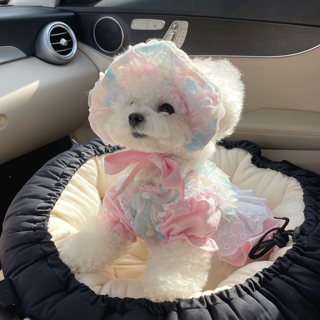 Clothing INS Korean Pet Princess Pink Style Dress Clothes Dog Costume