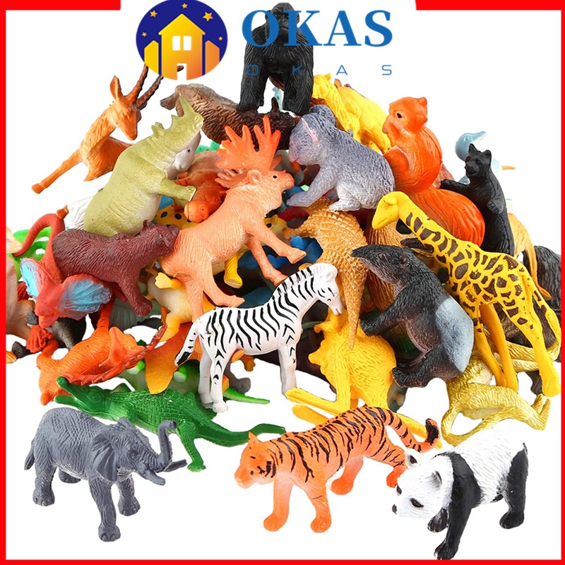53PCS Animal Figures Zoo Toy Set Farm Animals Giraffe, Lion,Giraffe,Jungle  Animal Toys for Kids