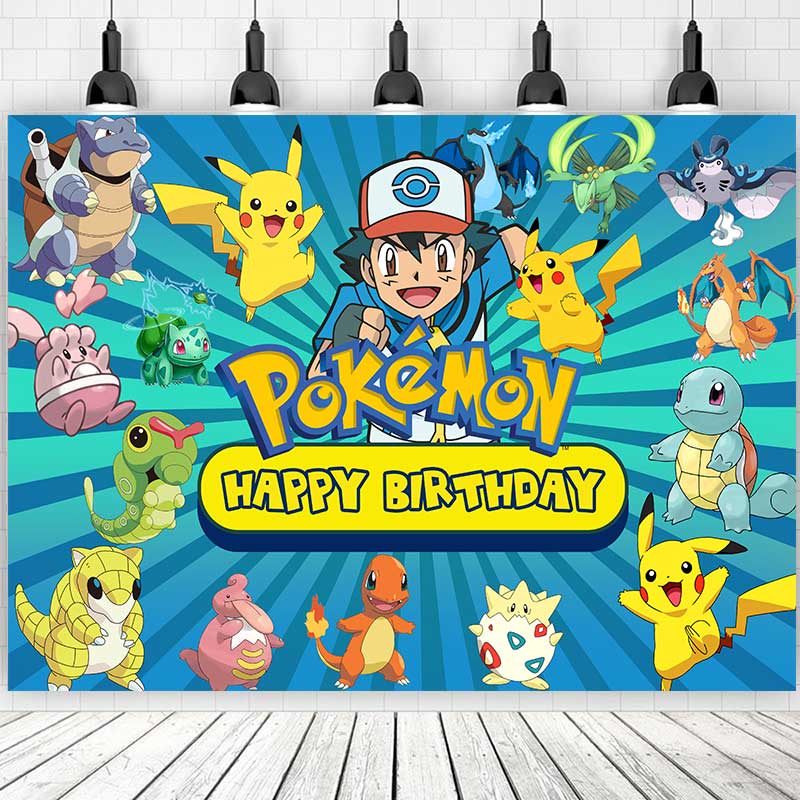 Pokemon For Cute Cartoon Birthday Backdrop Photography Baby Shower Kids ...