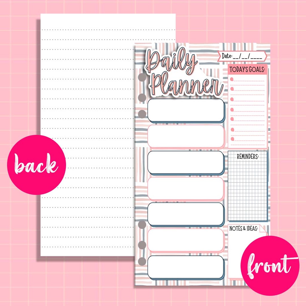 A6 A5 Daily Planner FILLER ONLY REFILL PAGES To Do List Ring Binder