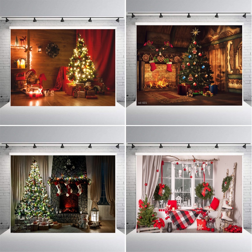 Merry Christmas Photography Backdrop Window Tree Gift Indoor Baby ...