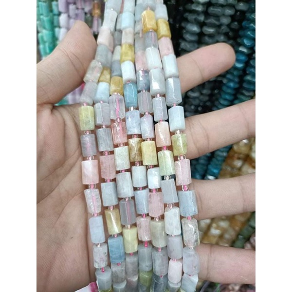morganite stone tube high quality and natural Stone tube type | Shopee ...