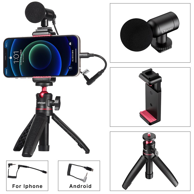 ULANZI S1 Vlog Kit Set Nano Mic + MT08 Tripod Selfie Stick + ST07