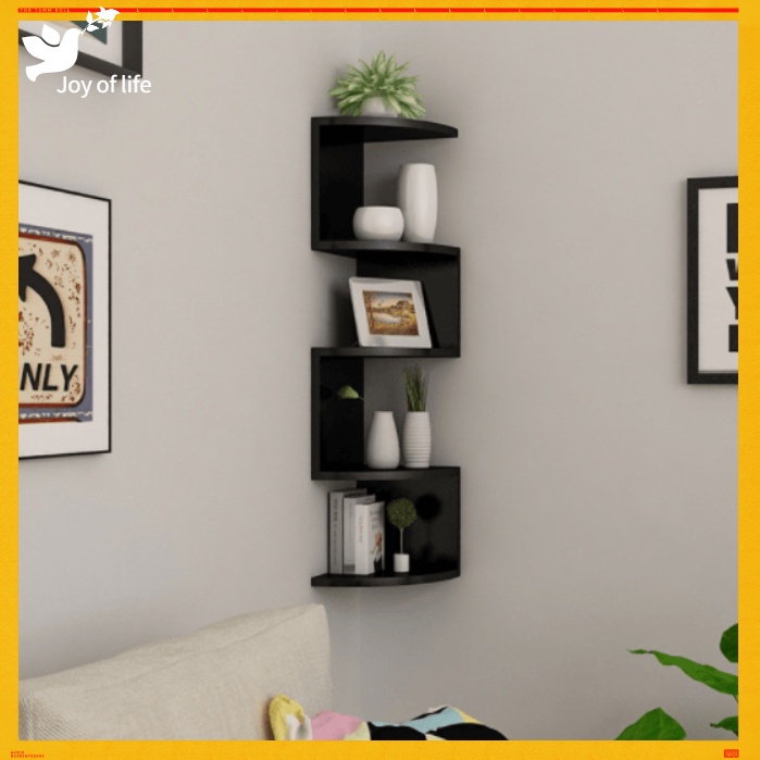 (locally shipped) 5-Tier Minimalist Floating Wall Mounted Corner Shelf ...