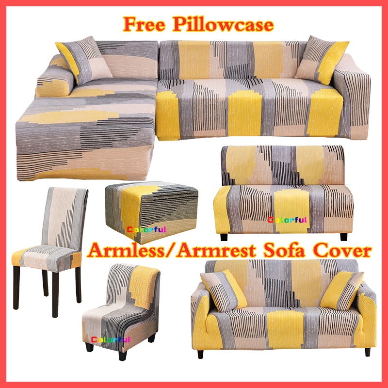 Yellow Color Sofa Cover Seat Cover for Sofa Armless Sofa Cover Regular ...