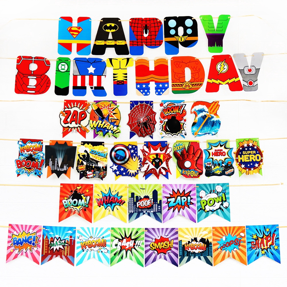 Superhero Birthday Party Flag Avenger Union Banner Party Decorations ...