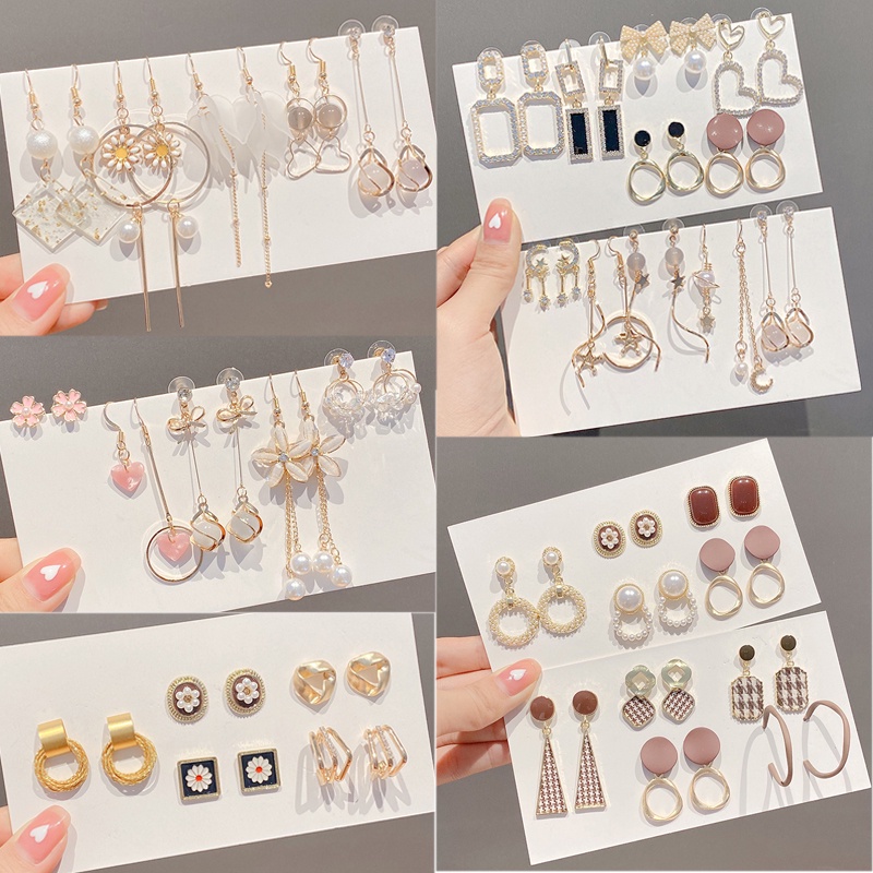New Trendy Earrings Gold Fashion Premium Earring Set Classic Gold plated Stud Earrings Shopee Philippines