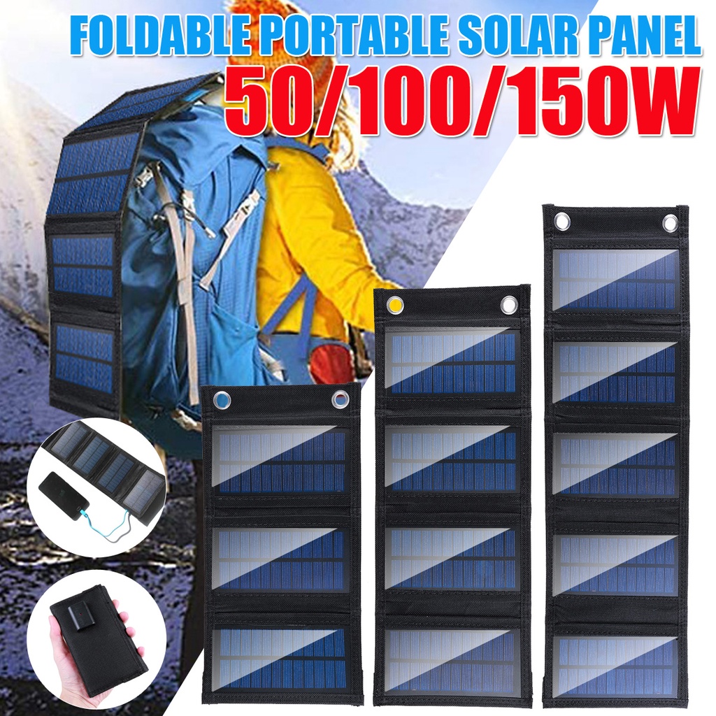 50/100/150W Solar Panel USB Flexible Small Foldable Waterproof Portable Folding Solar Panels
