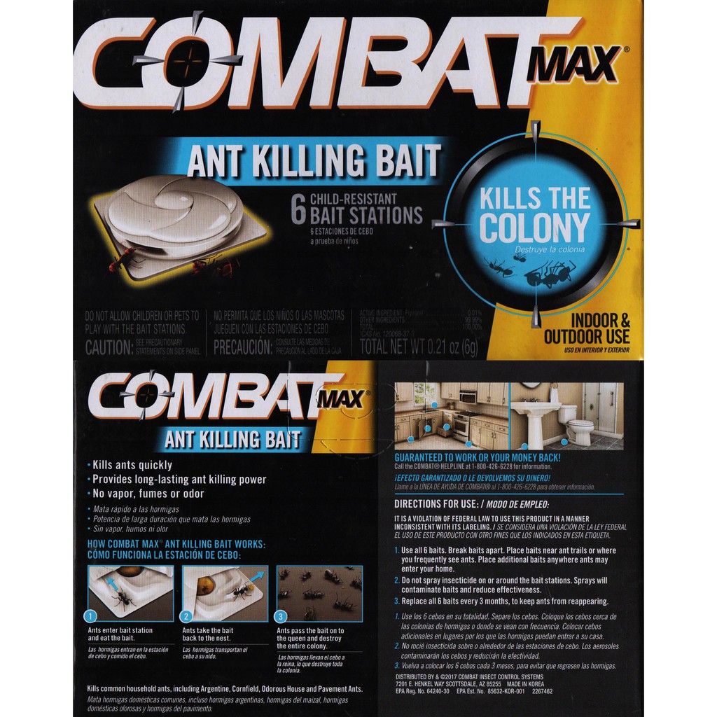 Combat Ant Killing Bait 6 Station - USA Brand, Made in KOREA 0.21oz 6g ...