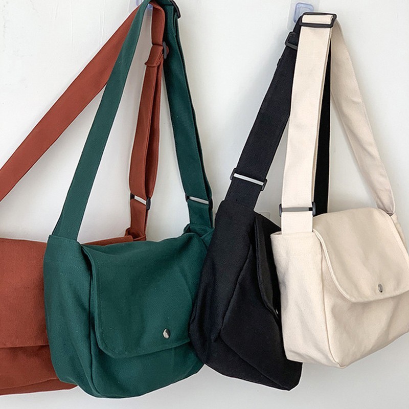 Women's Canvas Shoulder Messenger Bag Lady Casual Cotton Handbags Girls  Sling School Shopping Bags