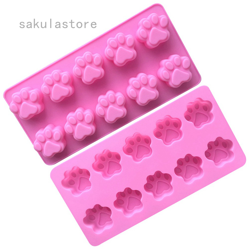 Cute Puppy Dog Paw and Bone Ice Trays Silicone Molds Soap Chocolate ...