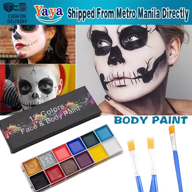【Fast Delivery】12 Colors Face Body Painting Non Toxic Safe Water Paint ...