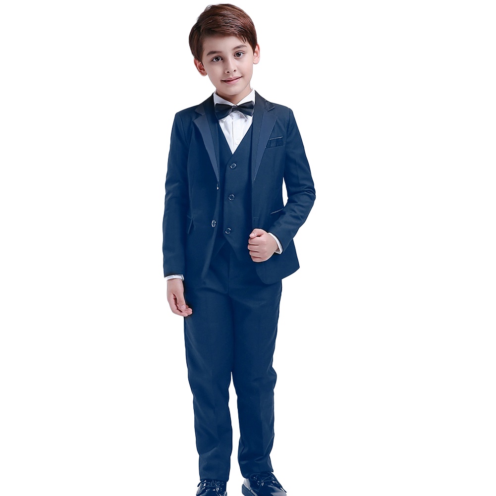 Kids Boys Black Blue Gray Formal Suit Gentleman Outfit Slim Fit Tuxedo