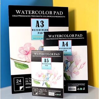 Keepsmiling A5, A4 & A3 Watercolor Pad for Artists (24 Sheets, Acid-Free)