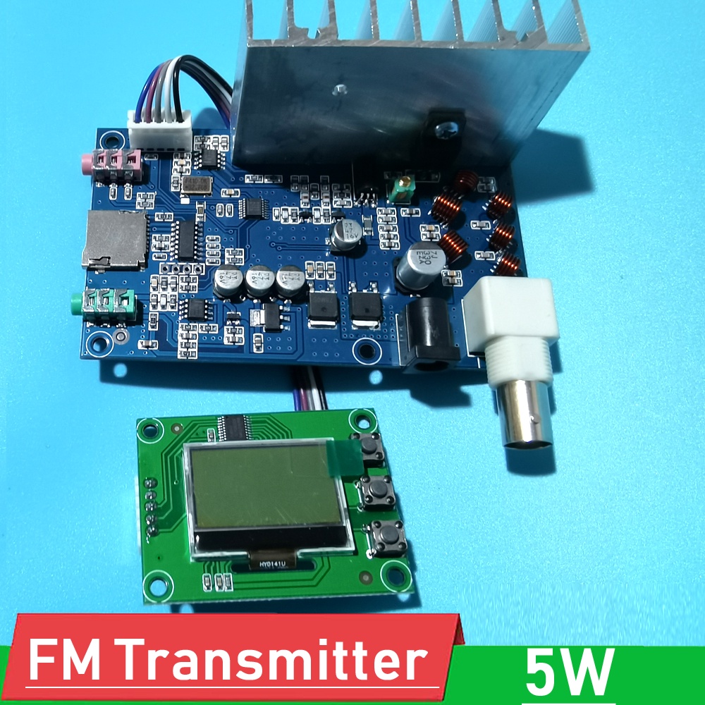 5W FM Transmitter PLL Stereo audio 76108MHz frequency Digital LCD