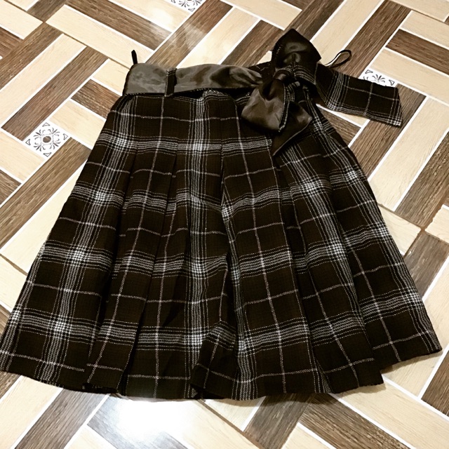 Checkered shop skirt brown