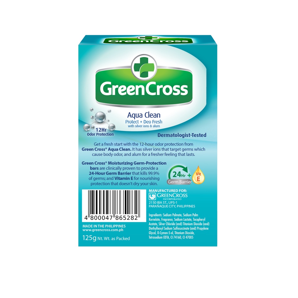 GREEN CROSS Moisturizing Germ Protection Bar Aqua Clean 125g Shopee