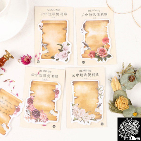 SN023 Vintage Paper with Rose Sticky Note 30 Pcs | Shopee Philippines