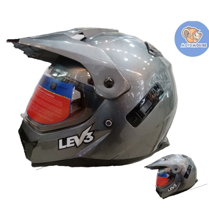 Helmet Motard Motocross Dual Visor Lev3 BJ8910 | Shopee Philippines